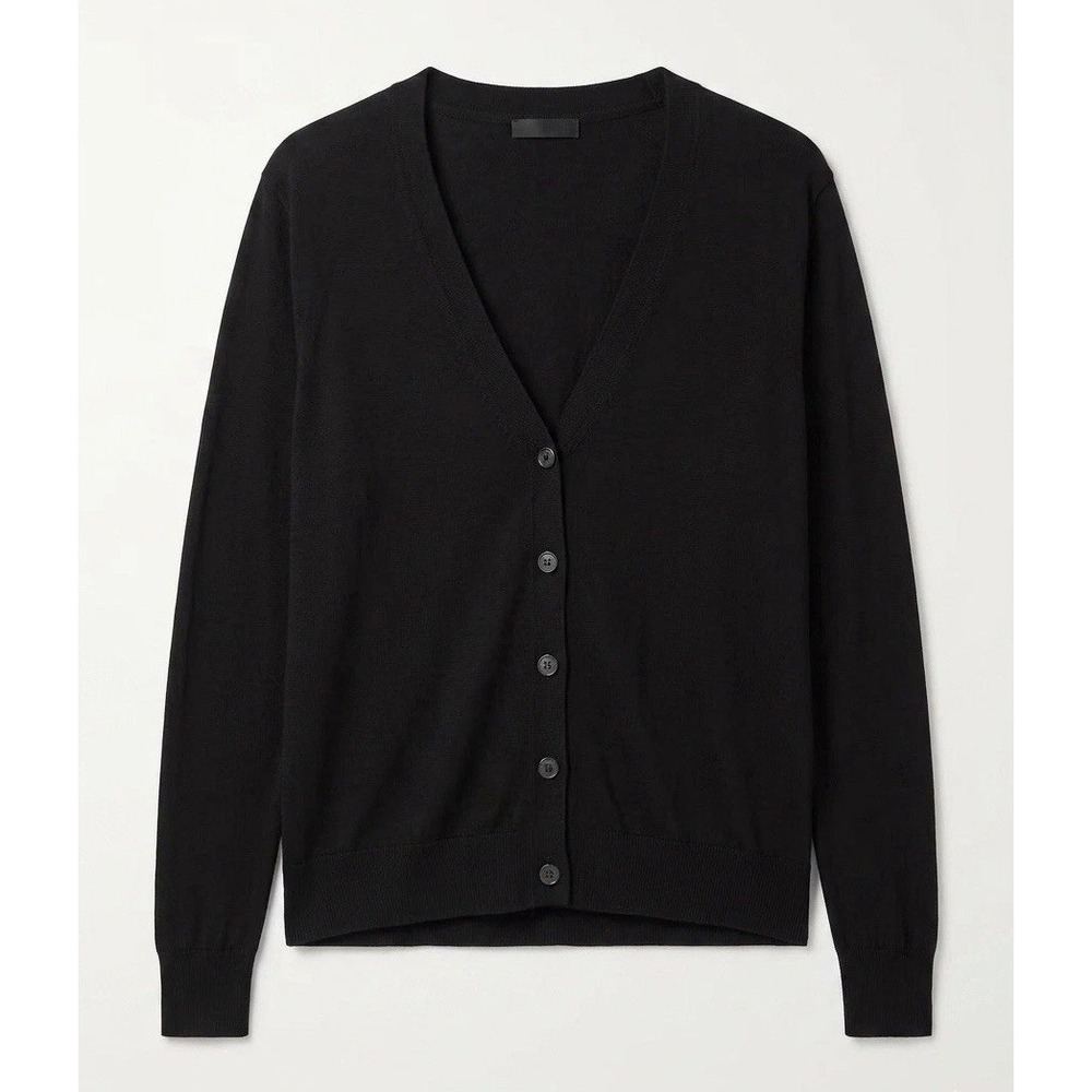 ATM Anthony Thomas Melillo Women S Cotton Blend Black Cardigan Workwear Sweater